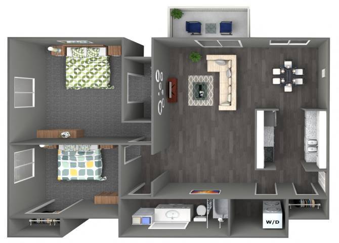 Floor Plan - 2 Bed 1 Bath 