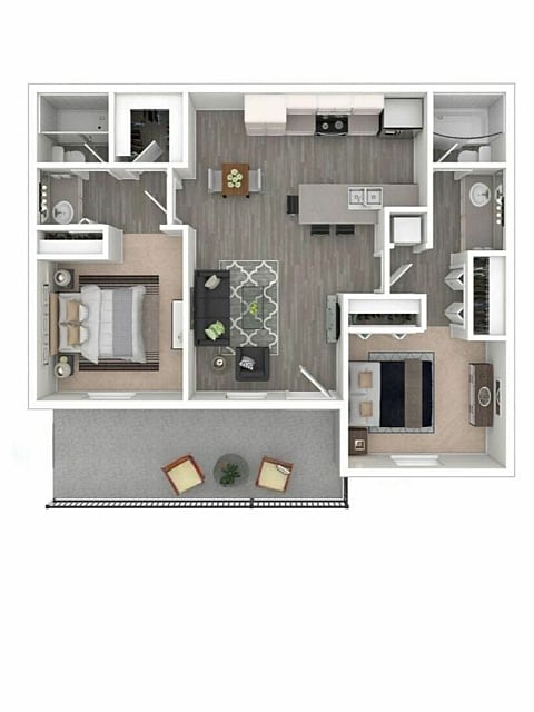 Explore the elegance of modern living with this beautifully designed two-bedroom floor plan. - B2RR