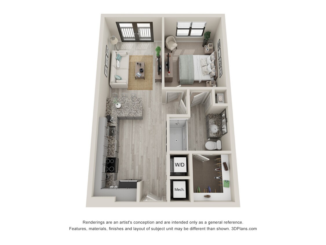 Parkside at East Villages_A2.jpg - A2 - 1 Bedroom, 1 Bathroom