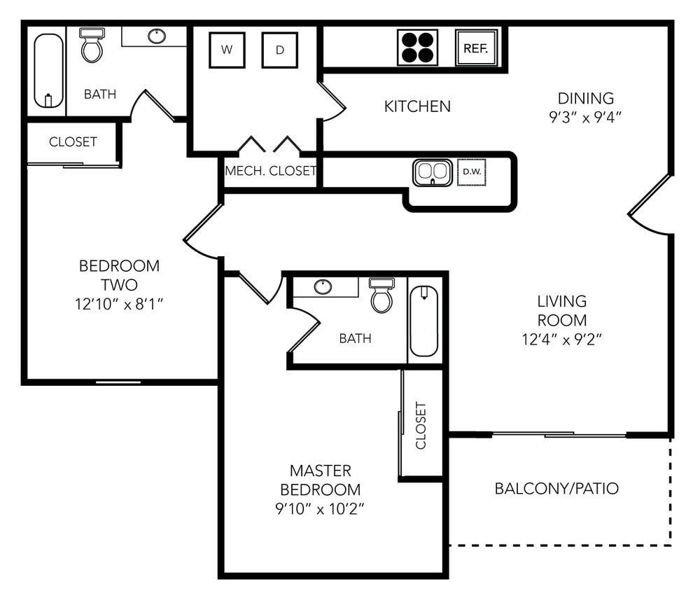 Two Bedroom Two Bath - The Oxford