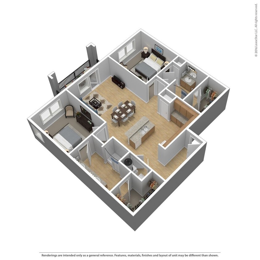 Floor Plan - 2 Bed 2 Bath 1284 SqFt (1176 Net)