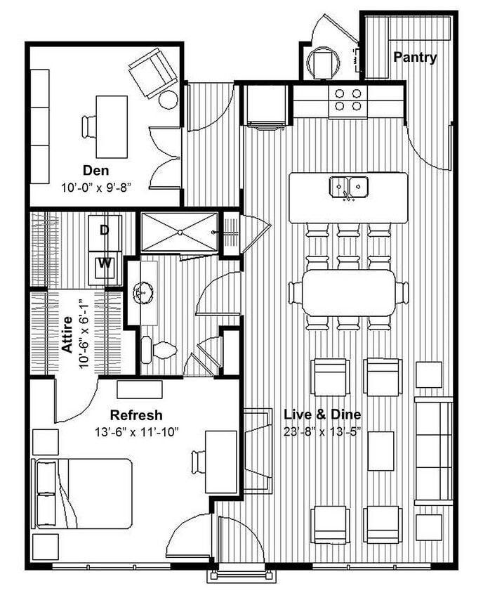 Refined 1 BR Den + Spa Shower, Gas Cooking - Refined 1 BR Den +  Spa Shower, Gas Cooking