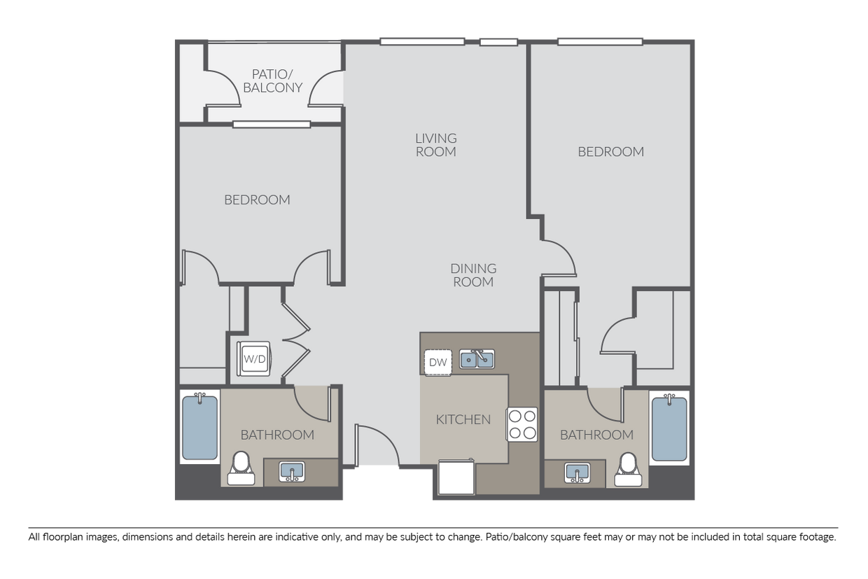Floor Plan - 2 Bed 2 Bath B