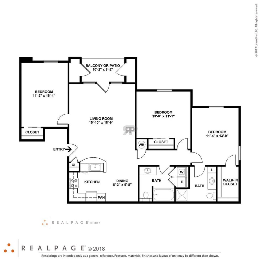 Floor Plan - 3 Bedroom Traditional