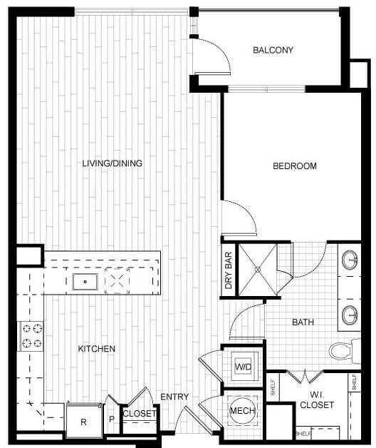 Floor Plan - 1 Bed/1 Bath-T_A06