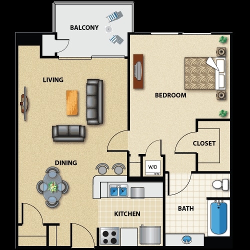 Plan B2 - Plan B2 1 Bed 1 Bath
