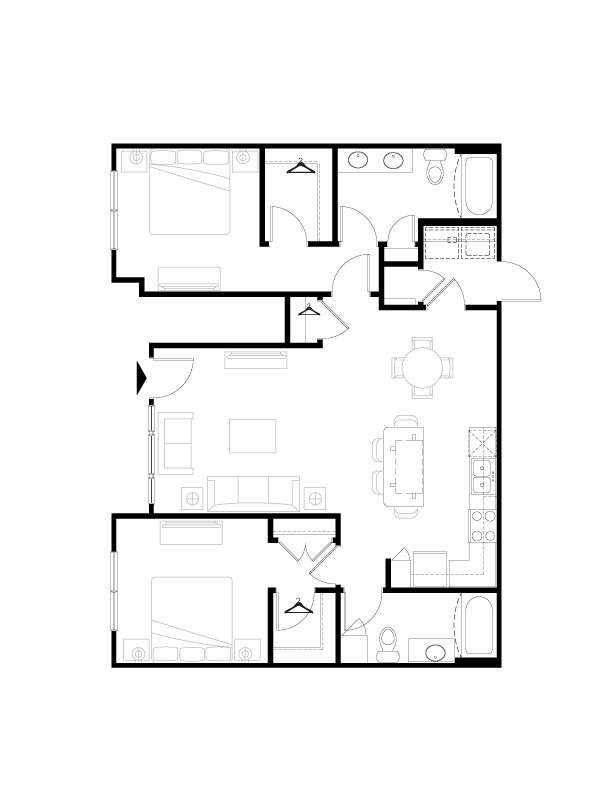 Floor Plan - 2 BR Grand Coutyard