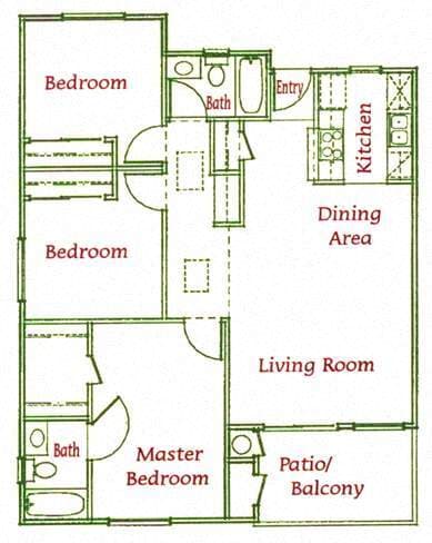 Floor Plan - 3Bed/2Bath