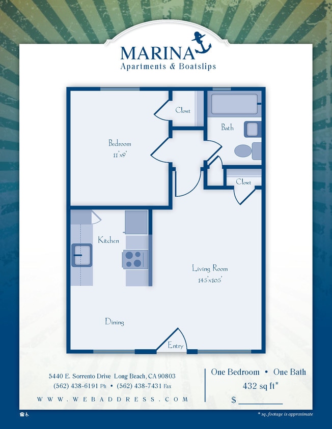 Floor Plan - One Bedroom/ One Bath