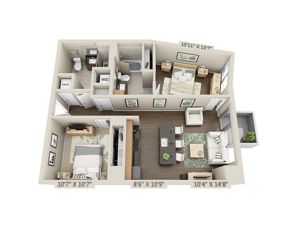 Floor Plan - Two Bedroom B2A