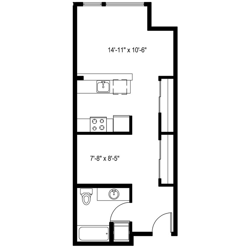 Floor Plan - Open 1 Bedroom B