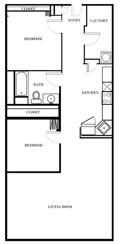 Floor Plan - The Arbaugh - Two Bedroom Apartment **ONE MONTH...