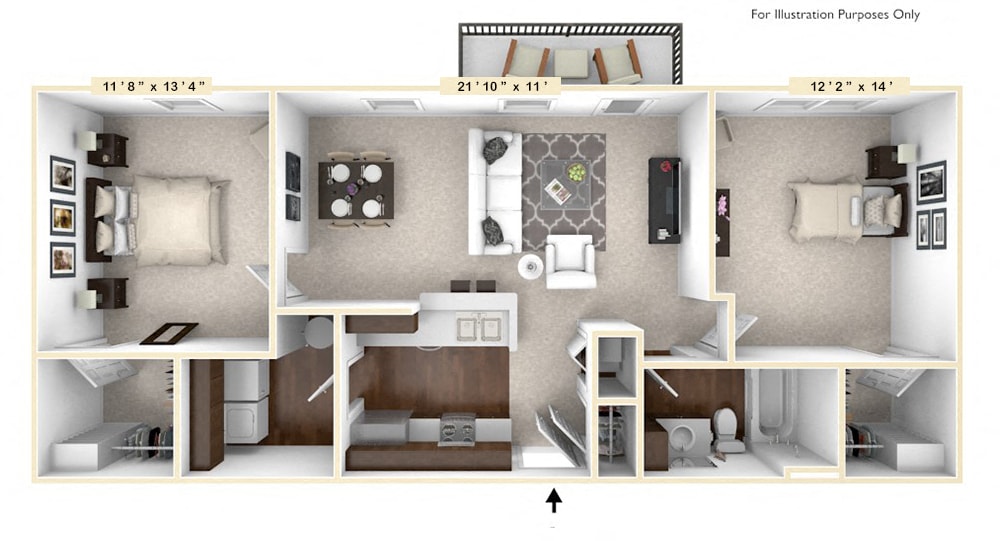 Floor Plan - The Wall Street 2 BR 1 BA