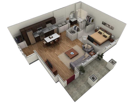 Floor Plan - 1 BR Grand Courtyard