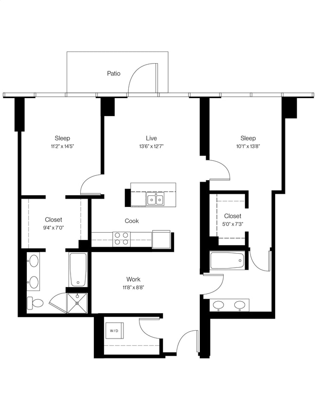 Floor Plan - 2 Bed/2 Bath with Den