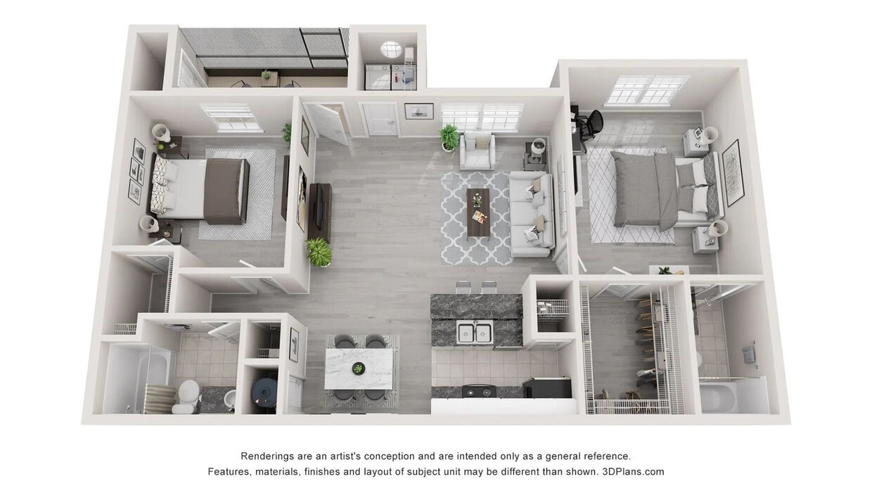 A 3D floor plan rendering of The Sapphire. - The Sapphire