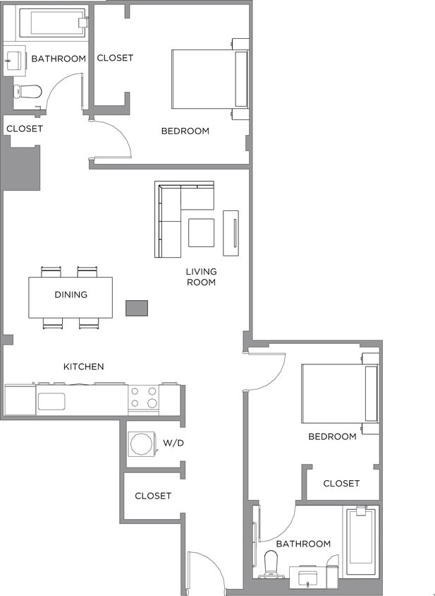 Floor Plan - 2 Bed/2 Bath-1200