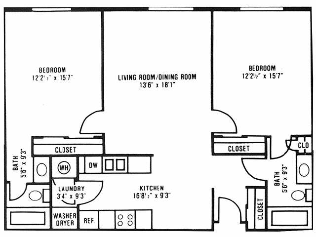 2BR/2BA - Walk-in kitchen with spacious bedrooms *WAITLIST*
