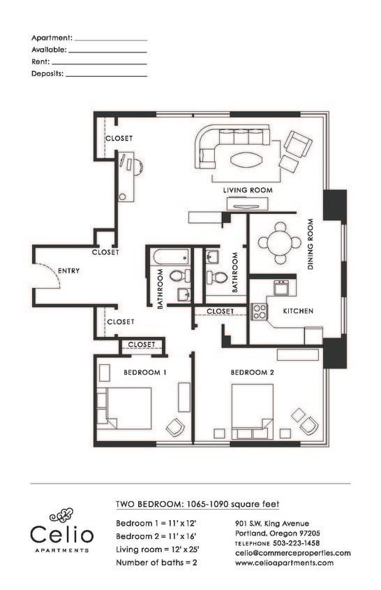 Floor Plan - 2BD 2BA