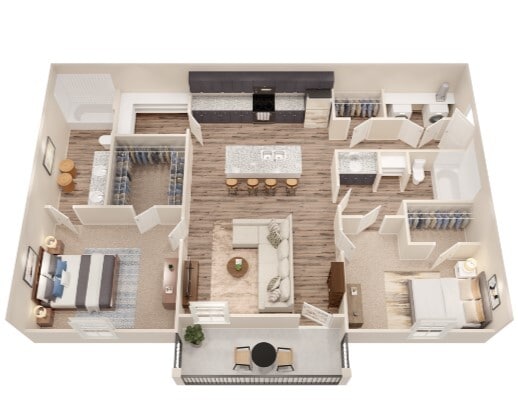 Floor Plan - 2 x 2 Aria B1vr