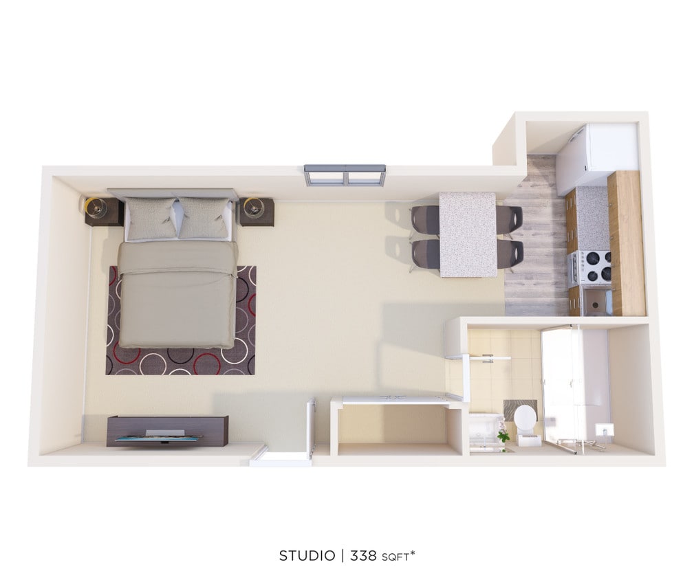 Floor Plan - Studio - 338 sqft