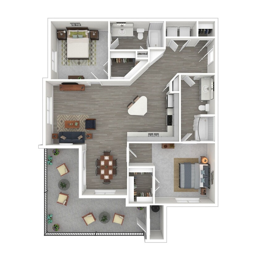 Floor Plan - 2 Bed 2 Bath 1481 SqFt (1197 Net)