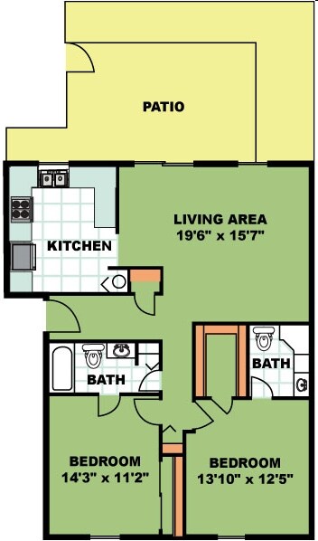 Two Bedroom, Two Bathroom (c3) - Two Bedroom Two Bathroom (C3)