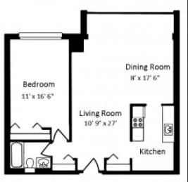 1BR/1BA - 1x1 Balcony