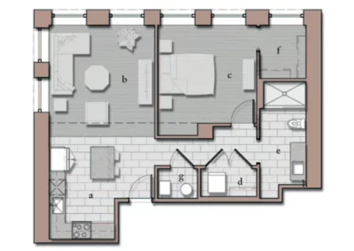 Floor Plan - Gateway Series 01 1B/1B 795sf South View
