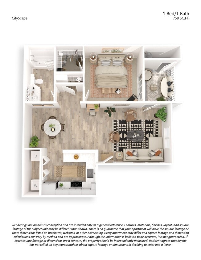 Floor Plan - A1 1x1 Premium