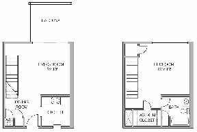 Floor Plan - Patiohouse 3 One BR TH w/WD & Balcony