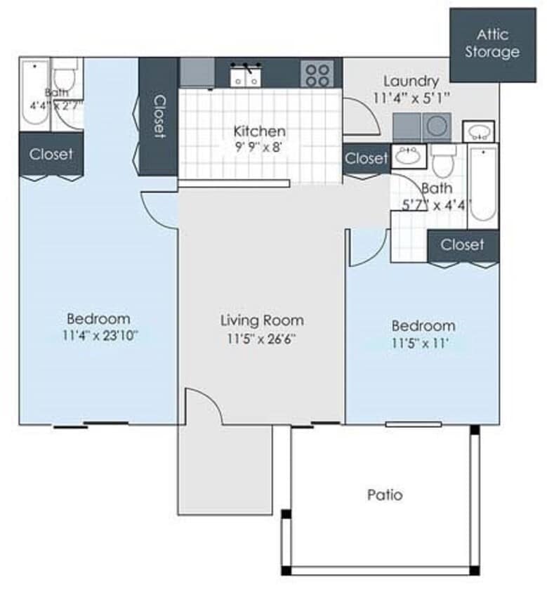 Floor Plan - Two Bedroom Master Suite Delux Upgrade