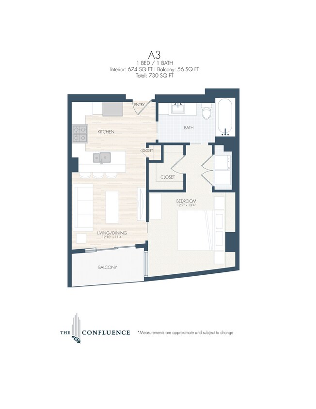 Floor Plan - A3 | Tower 1 Bedroom