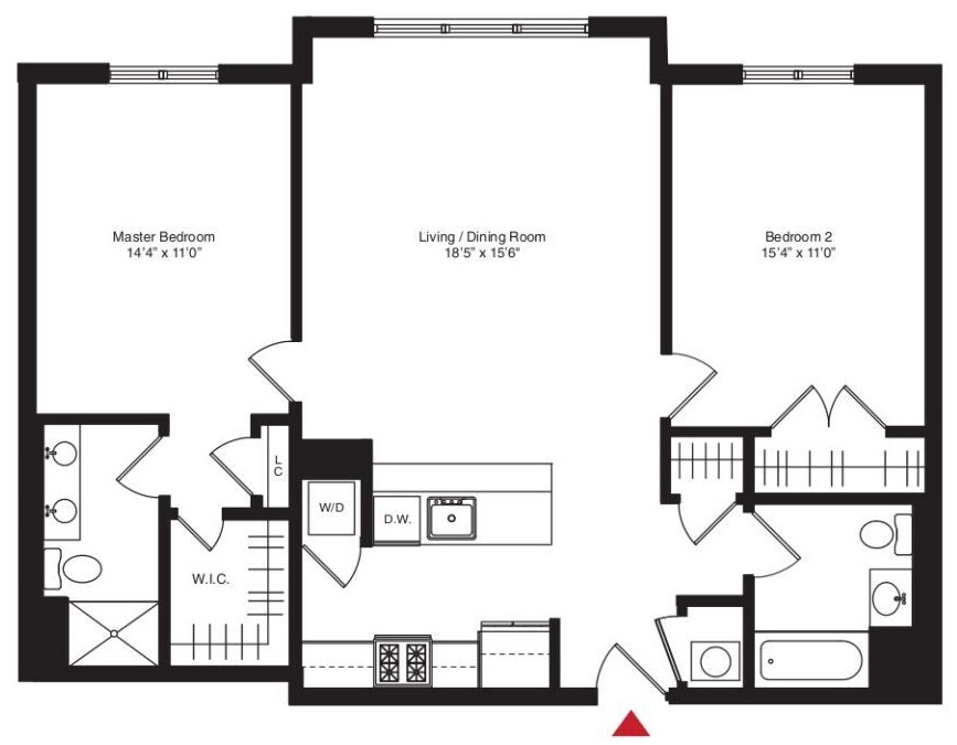 Floor Plan - bc08 2 Bed/2 Bath