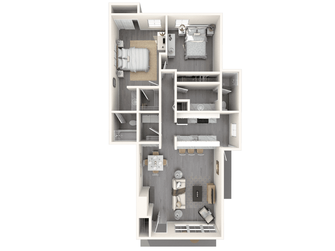 Floor Plan - 2x2 989 sqft