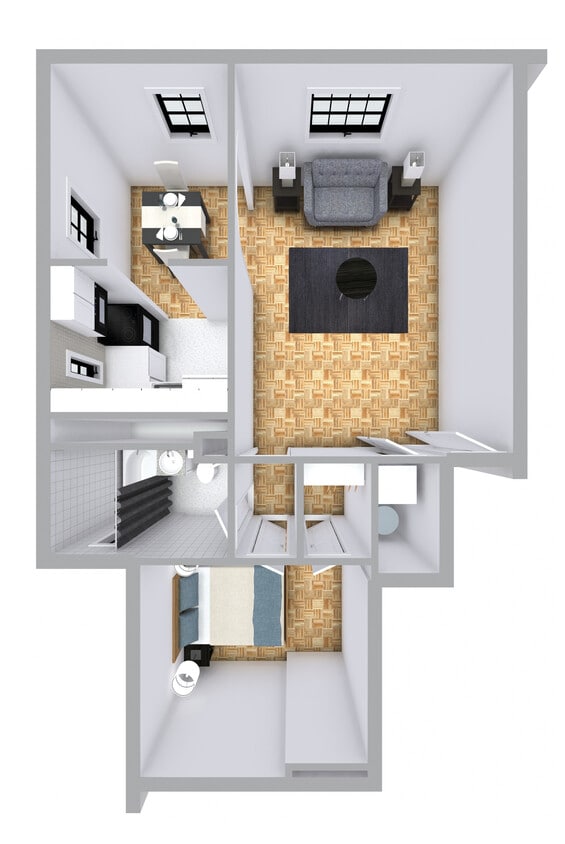 Floor Plan - 1 Bed 1 Bath Large