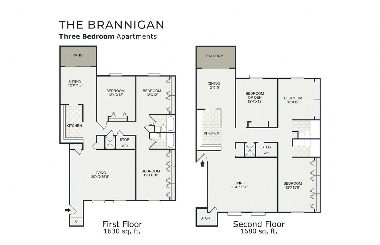 Floor Plan - 3 bed 2 bath Renovated - Brannigan