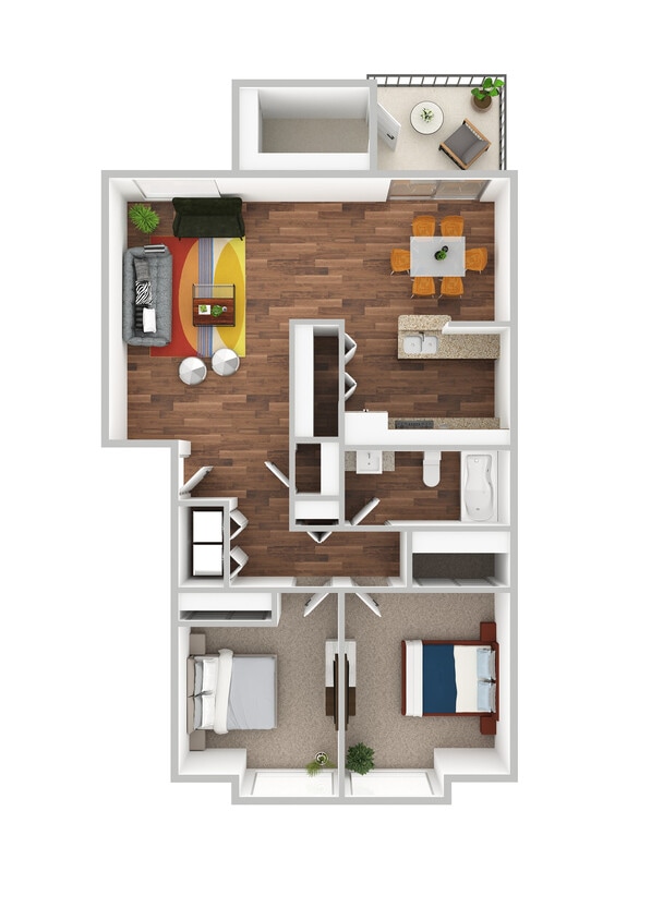 Floor Plan - Two Bed One Bath