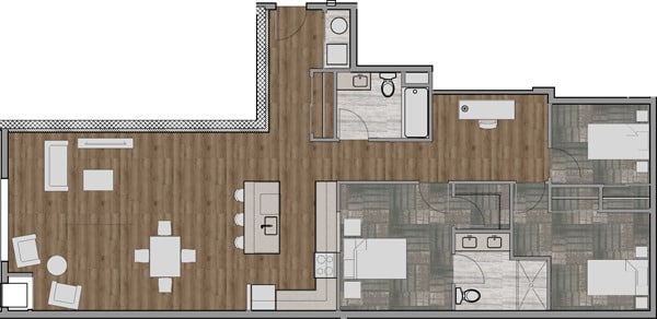 Floor Plan - 3 Beds, 2 Baths