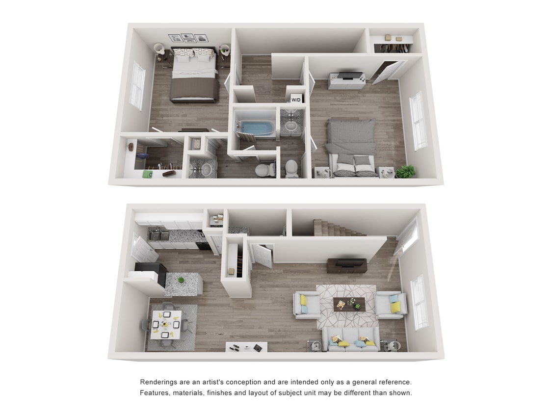 Arcata Townhomes_B3_Verbena_1250_TH Combined.jpg - Renovated: 2 Bedroom 1.5 Bath Townhome