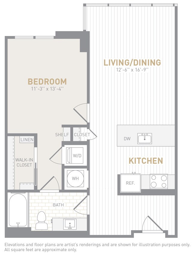 Floor Plan - 1 Bed 1 Bath-A01c
