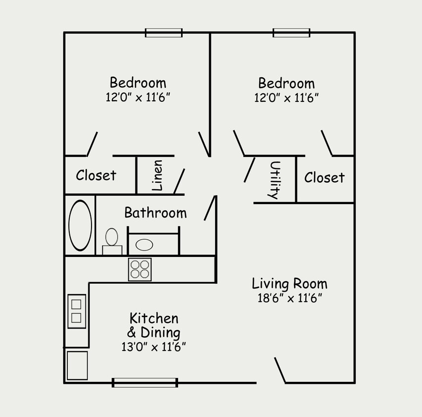 Floor Plan - 2 Bedroom 1 Bath