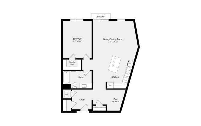 Floor Plan - 1B+DEN A