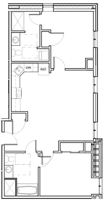 Floor Plan - 2 Bed 2 Bath 202-602