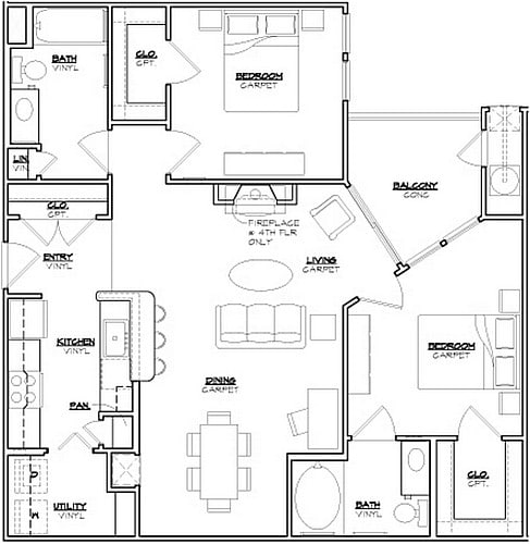 Jefferson at Dedham Station - Fillmore - 2 Beds - 2 Baths - 1100 Sq. ft. - Fillmore