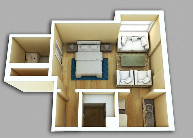 Floor Plan - Studio #208-708