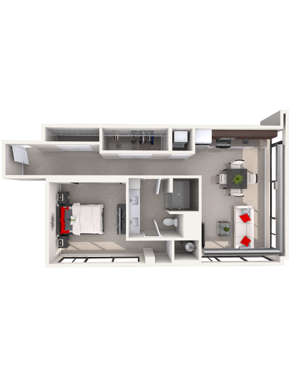 Floor Plan - A6 - 1 Bedroom 1 Bath