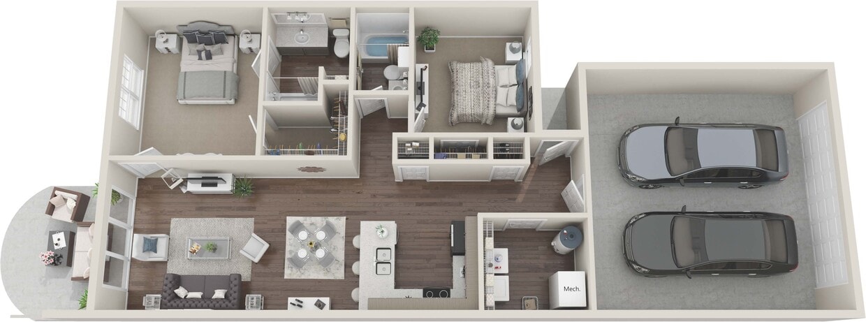 Floor Plan - 2-Bed Non-Pond View II