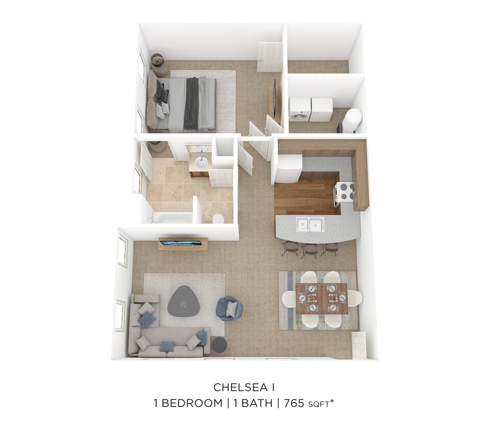 Floor Plan - One Bedroom - Chelsea I - 765 sqft