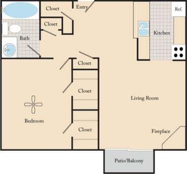Floor Plan - 1 Bed, 1 Bath A1